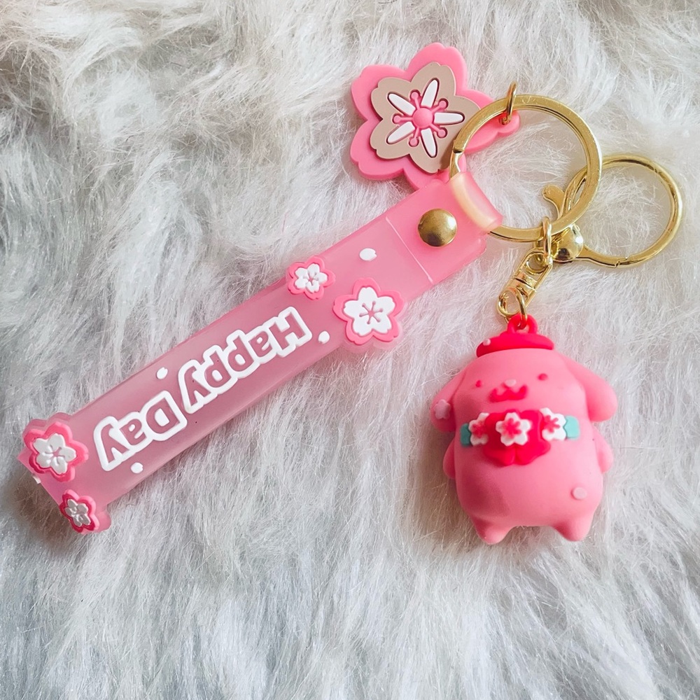 Pompompurin Pink Sakura Blossom Sanrio Keychain